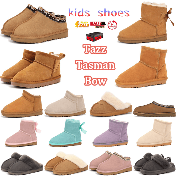 with box Designer Tazz bow Tasman Ultra Mini Slippers snow boots kids boots Winter Ski women girl child toddle Toddler Baby Shoes Children Shoes Youth Travel eur 21-35