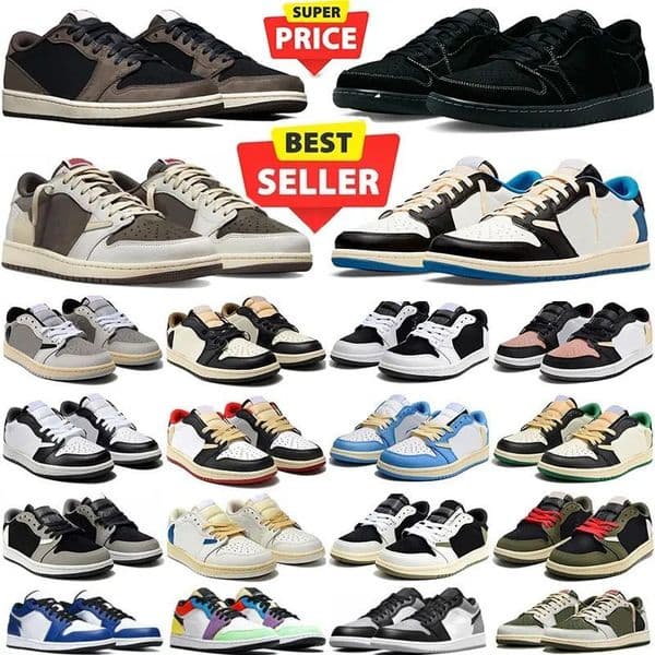 Designer Low Basketball Shoes Wolf Grey Carbon Arctic Punch Black Toe Fragment Reverse Mocha Grey Camo Trainers Women Sneakers EUR 36-47