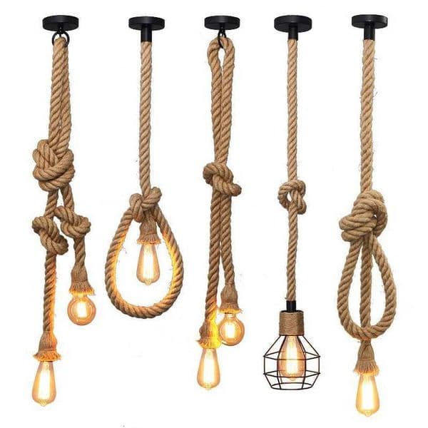 Vintage Hemp Rope Pendant Lights Attic Personality Industrial E27 Indoor Lightings For Loft/Living Room/Bar Retro Hanging Lamp X251112