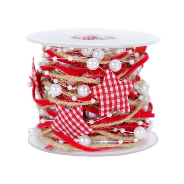 Christmas 1/2M Decoration Star Bead Chain Ribbon Xmas Tree Ornament DIY Gift Box Packaging 2026 New Year Natal ddmytues