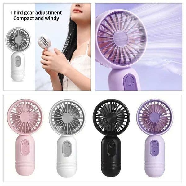 Mini portable fan USB charging 3-speed - suitable for both male and female handheld fans suitable for offices outdoor travel and camping X250412