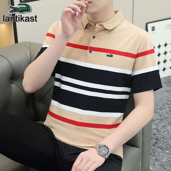 Noble Crocodile 2025 New T-Shirt Polo Shirt Men's Summer Short Sleeve with designer handbag Turn-Down Collar Pure Cotton Top High-End Breathable