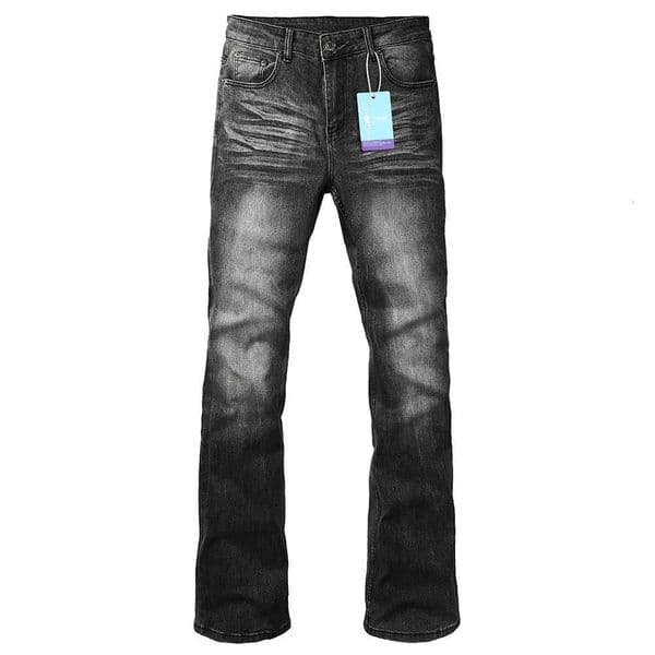 Mens Boot Cut Denim Jeans Gray Black High-Quality Cotton Pants Classic Slim Stretch Flared Trousers M251113