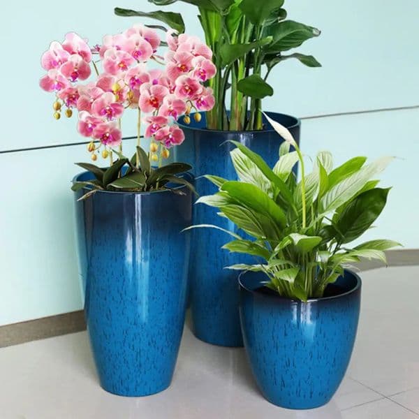 Resin Monstera Planter Set - Crack-Resistant Ceramic Flower Pots with Drainage Hole for Indoor and Outdoor Plants