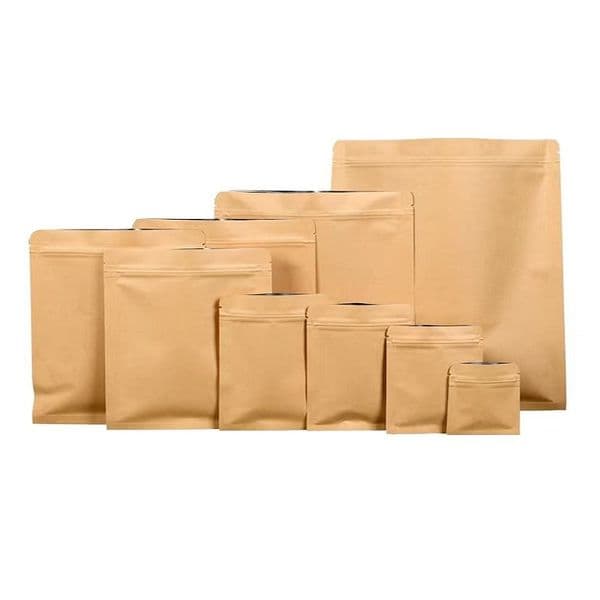 Wholesale 100Pcs Kraft Paper Ziplock Packaging Bag Aluminium Foil Bag For Pet Food Cookies Sugar Dry Herb Coffee Beans Snack Spice Tea Beaf Storage Pouch B2