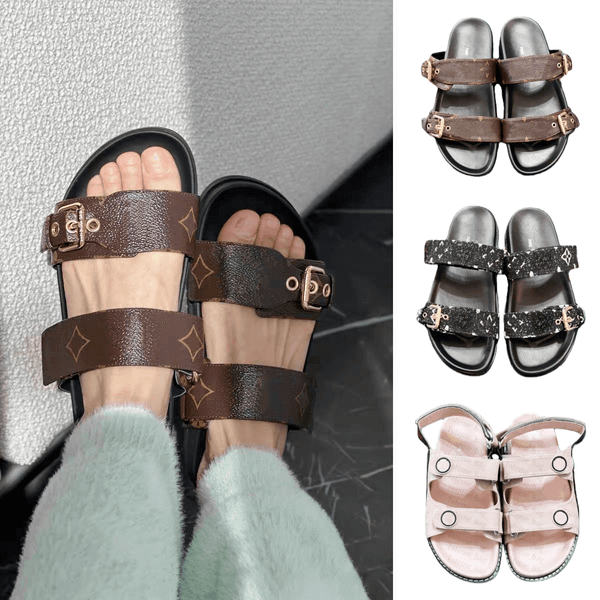 Womens sandal bom dia Flat outdoor comfort sandale Mule Sac luxe Slipper white Designer slide Luxury buckle slipper Flip Flop beach casual Summer travel Denim Shoes
