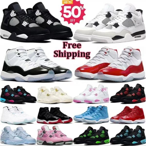 Luxury Designer shoes basketball shoes Black Cat 4s casual shoes men's and women's outdoor sports shoes training shoes black and white red tennis shoes top quality 36-47