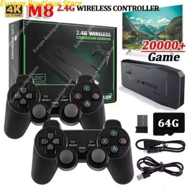 2025 NEW HD game stick Video retro game console 24G dual wireless controller Game Stick 4K TV 64G classic high-definitionW251113
