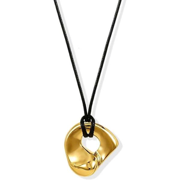 Boho Pendant Chunky Statement Necklaces Big Circle Black Necklace Cord Gold Charm Leather Western Necklacess for Women Trendy Jewelry Stocking Stuffers