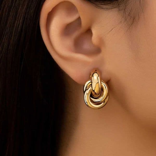 Twists Gold Silver Color Knot Hoop Korean Earrings for Women Shiny Plating Trendy Earring butterfly Stud Cute Daily JewelryXJ251113