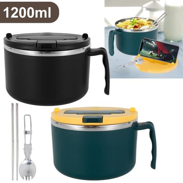 Rapid Ramen Bowl with Filterable Lid 1200ml Microwave Noodle Spoon Chopsticks BPA Free Cooker 251113
