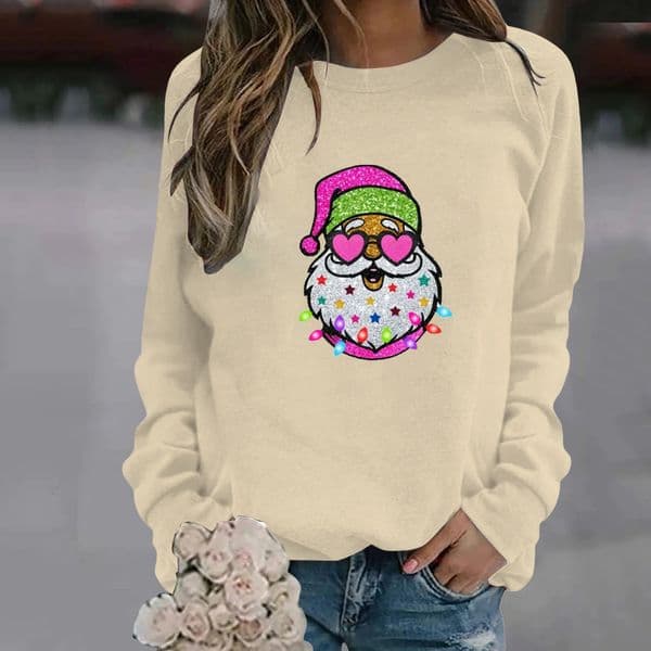 2025 Women's Santa Claus Crew Neck Sweatshirt with Long Sleeves - TT8467