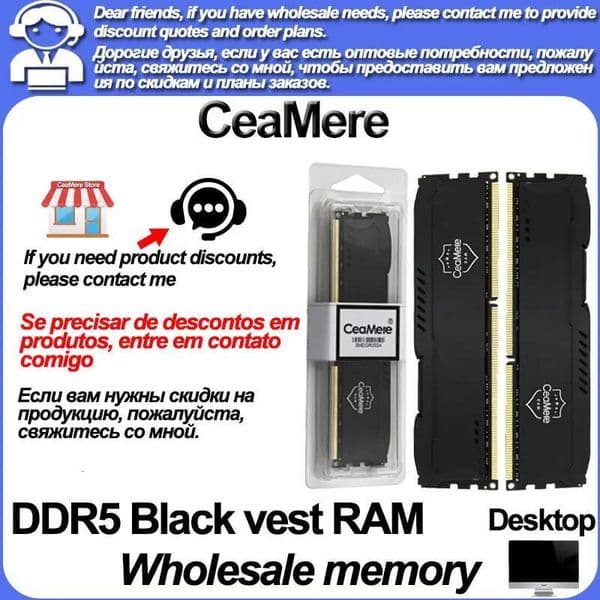 CeaMere 2 PCS DDR5 desktop computer memory bar 8GB 16GB 32GB 4800/5200Mhz memory memoriam card PC 288-pin RAM memory wholesale