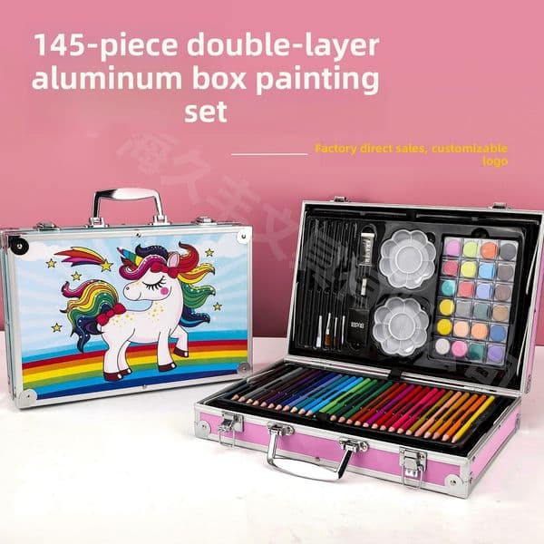 145-piece of Crayons, Colored Pencils, Oil Pastels, Watercolor Pens Wholesale Children's Drawing Gift Set