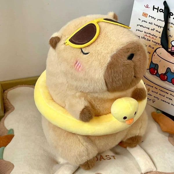 New 21cm Capybara Plush Toy Simulation Capibara Anime Fluffty Toy Cute Animals Beach Style Stuffed Doll Christmas Gifts for Kids W251113
