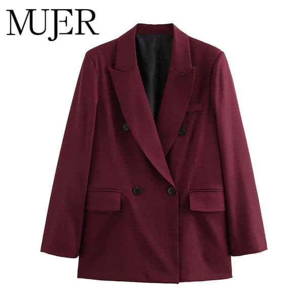 MUJER Straight Womens Blazers Office Long Blazer Woman 2025 Long Sleeve Oversized Blazer for Women Outerwears Vintage Coats 251113