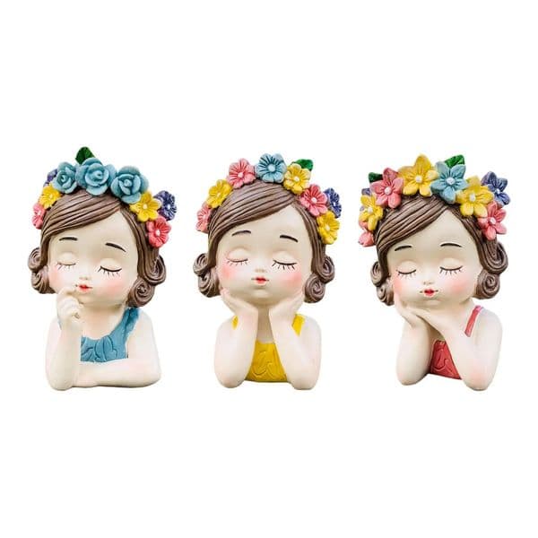 Girl Flower Pot Sculpture Gift Decors Cute Vivid Plant Container Arrangement for Desktop Table Centerpiece Home Outdoor Office 251112