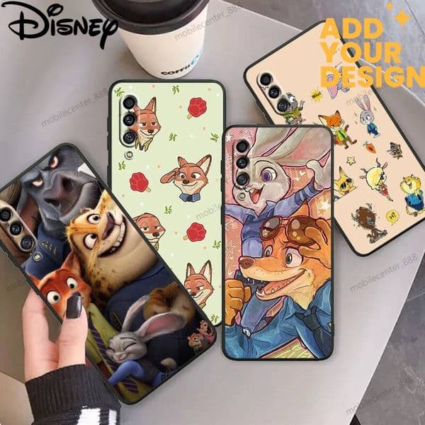 Zootopia Disney custom Cute Luxury For Samsung A53 A52 A33 A32 A51 A71 A21S A13 A73 A50 A22 A23 A03 A72 A54 A12 5G Black Funda