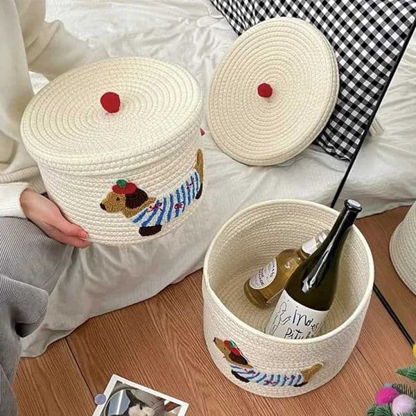 Novelty Cotton Storage Basket with Lid Mtipose Desktop Organizer for organizers Essentials Decorative Hamper Y251112