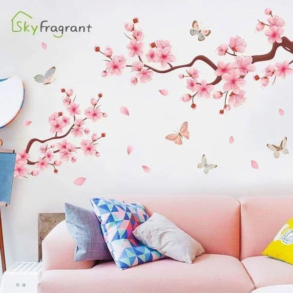 Ink Wall Stickers Wash Peach Blossom For Living Room Bedroom Home Flower Background Decor Selfadhesive Sticker Wallpaper 251112