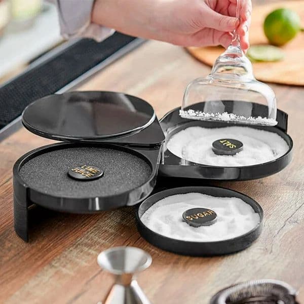 Bar Accessories 3 Tier Rotating Salt Rimmer Box Mixing Sugar Rim Juice Cocktail Seasoning Rimmers Bartender Tool 251113