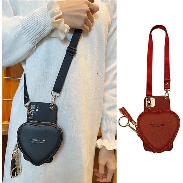 Big Love heart wallet lipstick bag crossbody lanyard girl gift case for iphone 16Pro 15 12 11 13 14Pro Max Xs Xr 8plus cover thumbnail 2