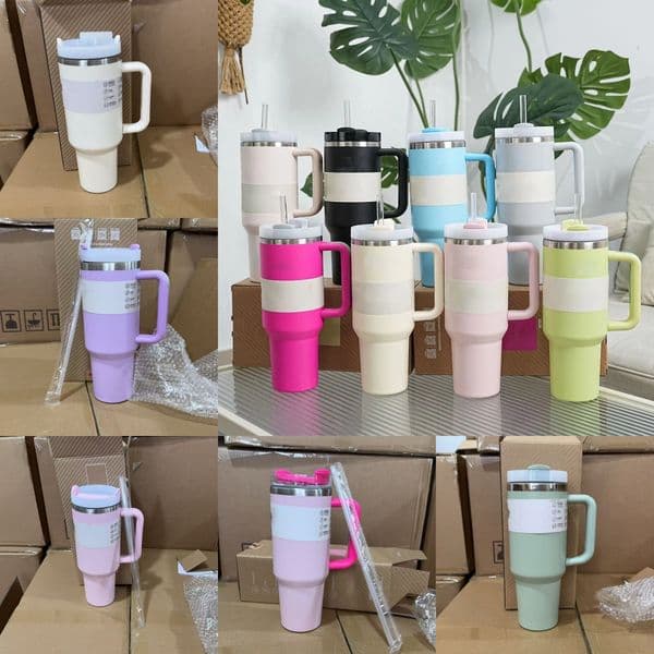 STOCK 40Oz Portable Insulated Straw For Car Office Use Ice Dominating Heat Preservation Cup Home Goods Product Water Bottles Free Shipping