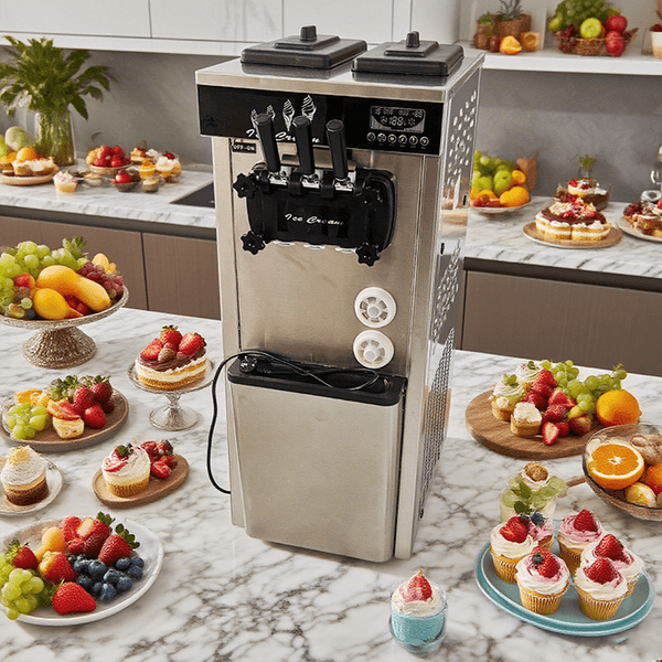 Commercial 220V/110V Automatic Soft Serve Ice Cream Maker New Home Three Flavors Soft Ice Cream Machine