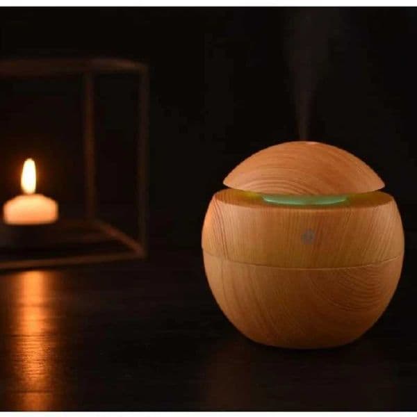 Portable Mini Wood-Grain Spherical Desktop Air Humidifier Purifier Aromatherapy Machine for Home Large CapacityM251113