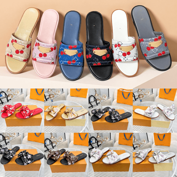 Woman sliders Murakami pool slide Sac cherry blossom bow tazz slipper Lily luxury beach sandale travel Designer shoe flat sandalias flip flop outdoor casual shoes