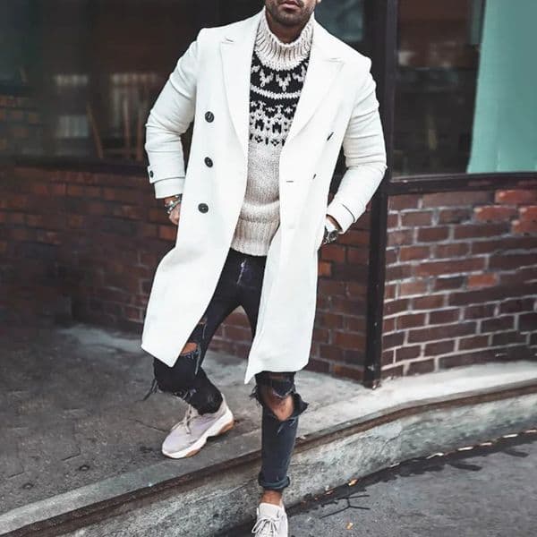 In Stock Wholesale Autumn and Winter Woolen Coat Mens Trench 251110