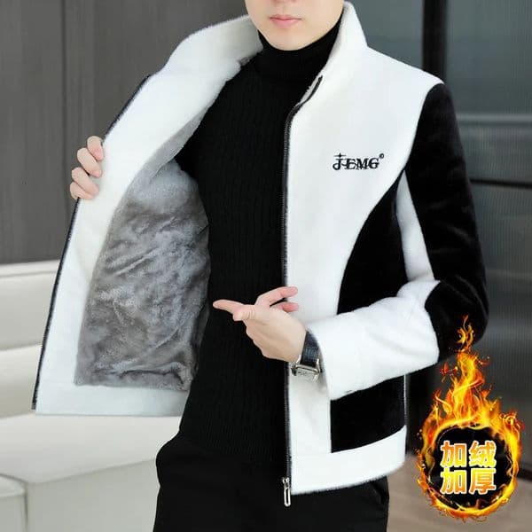 Mink Fur Mens Woolen Jacket Winter Thick and Warm Casual Trench Coat Korean Fashion Wool Blends Overcoat Men Clothing 251106