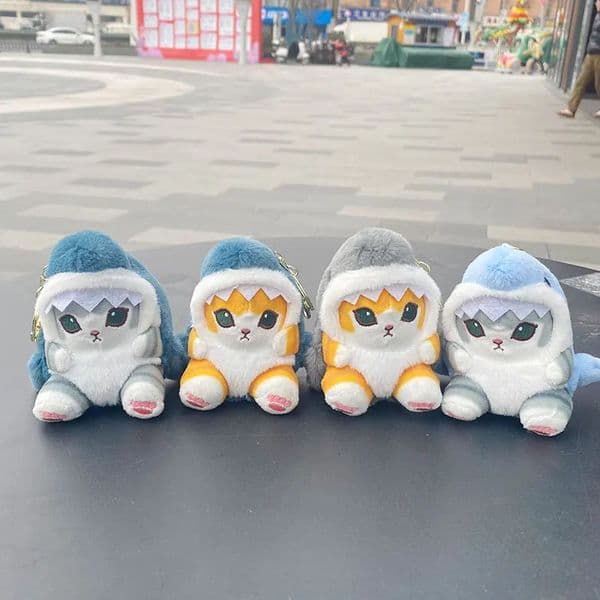 Cute Shark Cat Plush Toy Pendant Keychain Cartoon Shark Cat Car Bag Accessories Plush Doll Gift 251111