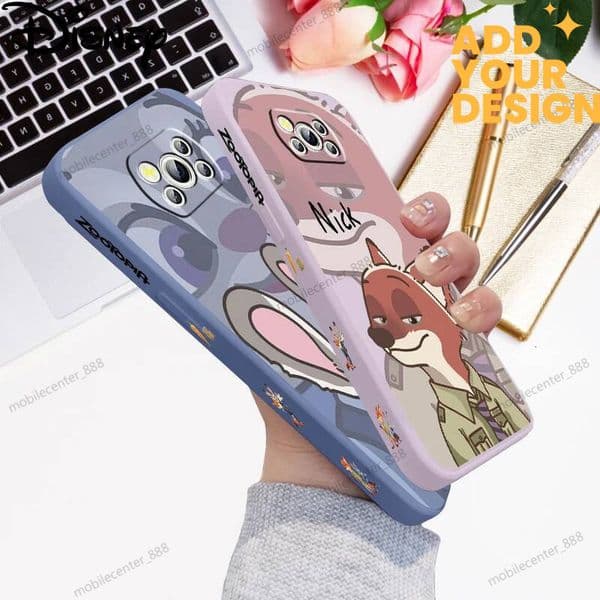 Zootopia Disney Fashion Cute Liquid Left Rope For Xiaomi Mi Poco X6 X5 X4 X3 M6 M5 M5S M4 M3 F5 F4 F3 Pro 5G TPU Phone Case