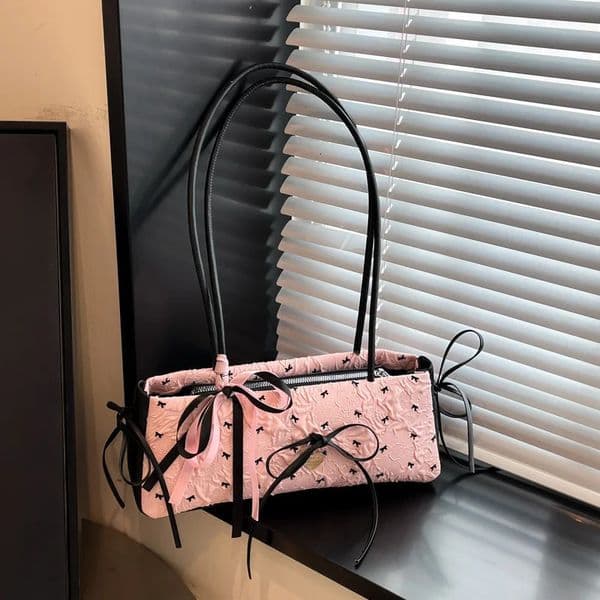 Sweet Bowknot Womens Clutch Purse Handbags Cute Polka Dot Ladies Underarm Bag Contrasting Color Casual Female Shoulder Bags 251112