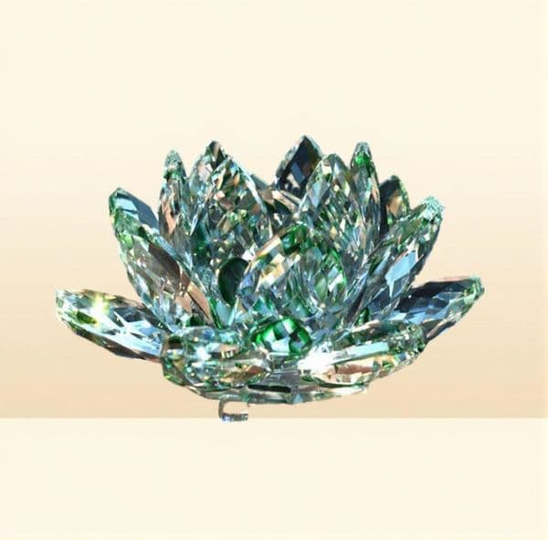 80mm Quartz Crystal Lotus Flower Crafts Glass Paperweight Fengshui Ornaments Figurines Home Wedding Party Decor Gifts Souvenir New