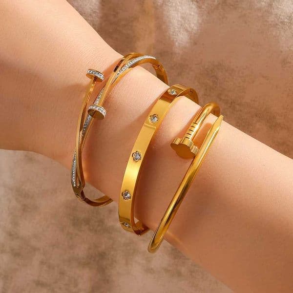 Elegant Nail Stainless Steel Stacked Bracelets for Women Luxurious Fashionable Jewelry for Parties BanquetsT251113