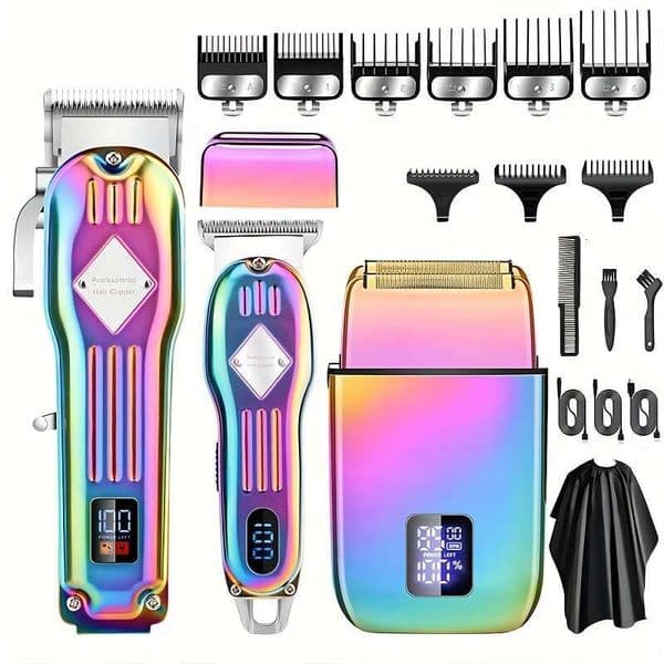 Rechargeable Golden Foil Shaver For Men With Zero-Gap T-Blade Trimmer, Professional Hairdressing Set Available In Four Colors