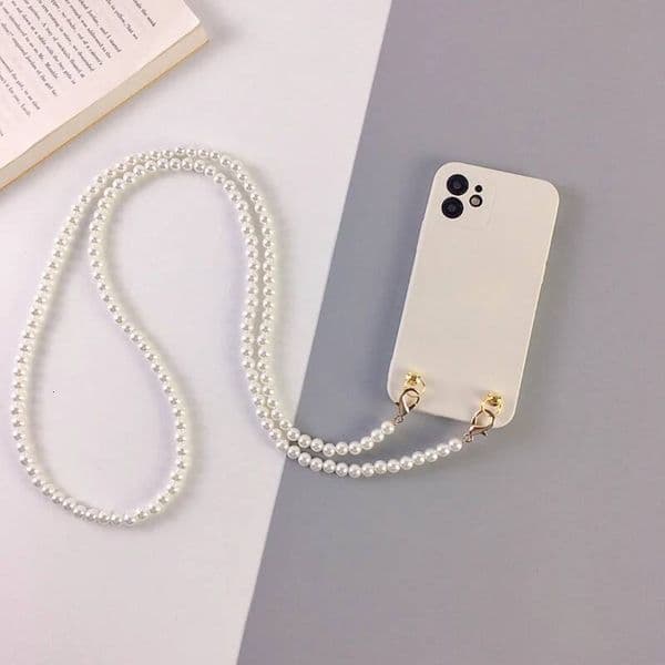 Crossbody Lanyard Necklace Pearl Bracelet Case Chain for iPhone 17 16 15 14 13 12 11 Pro Max Back Cover with Strap