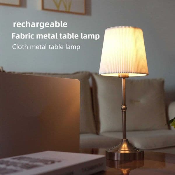 LED Gold Table Lamp Modern Night Light with Fabric Shade Bedroom Bedside Lighting for Reading Living Room Office Desk LightW251114
