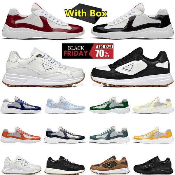 With Box Prax 1 mens running shoes New Classic Women Designer Sneakers Mesh Nylon Outdoor Mens Trainers Womens Casual Americas Cup Patent Leather Office Sneaker