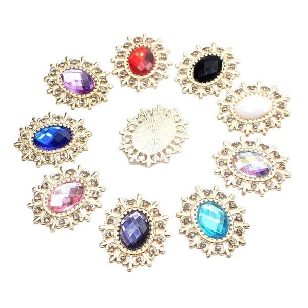 25 X 28mm pearl rhinestone button flatback mix colors