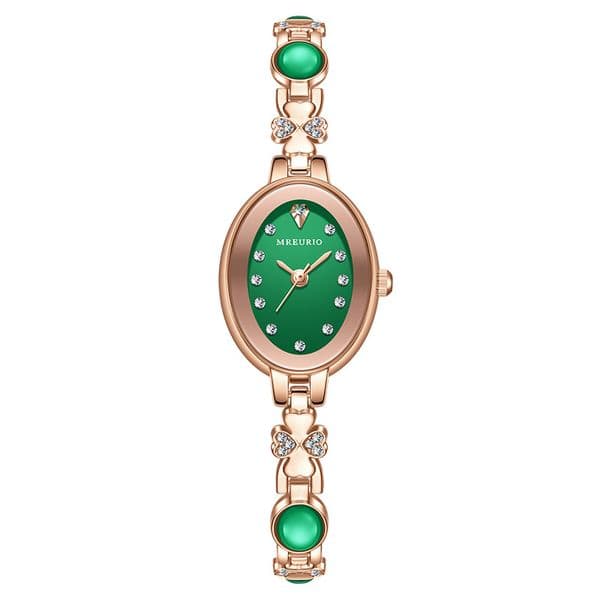 2025 New Luxury Moissanite women watch Emerald Quartz movement lady Bracelet Watches Green dial with rose gold case bracelet women gift