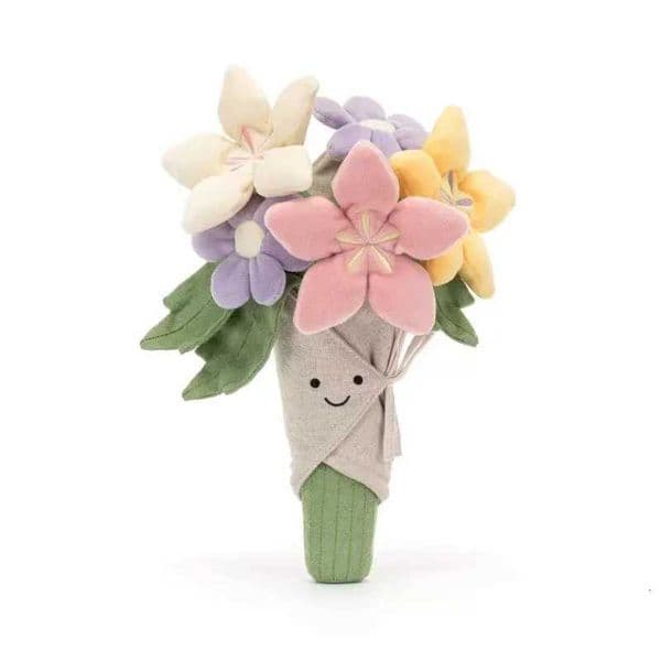 JCs Peach Cake Series Plush Toys Soft Cartoon Characters with Rose Bouquets - Adorable Birthday Gifts for Children