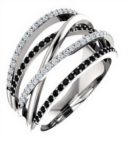 Huitan New Ethnic Style Women Finger Rings with Blackwhite Stone Micro Paved Surprise Gift for Women Trendy Jewelry Rings Q