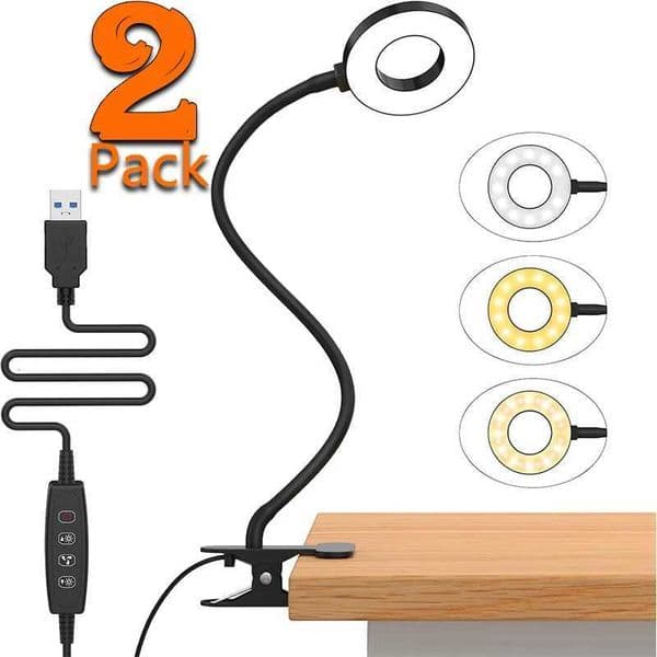 Desk Clip on Lamp for Reading Home Office 10 Dimmable Brightness 3 Modes Clamp Light for Bed HeadboardW251114