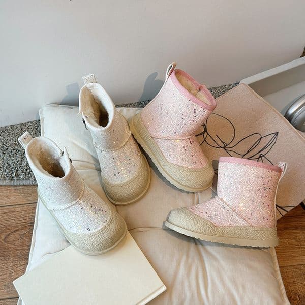 New 2024 Winter Kids Snow Fashion Children Warm Boots Boys and Girls Shoes Umshop Toddler Warm Ankle Zip Anti-slip Shoes Sizes 26 - 36 U0376