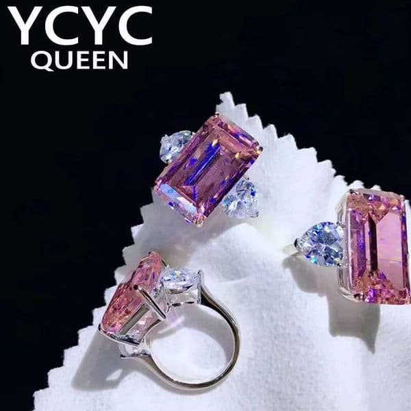 3 5 6 7 8 10 Carat Au585 14K White Gold Ring Pink Emerald shape moissanite Diamonds Women Wedding Party Engagement Ring Classic