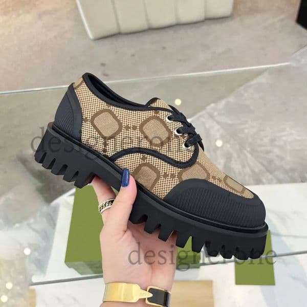 Designers Loafers Woman Lace-up Shoe Loafer Platform Sneaker Dress Moccasins Canvas Derby Shoes Chunky Bottom Office Lady Rubber Lug Sole