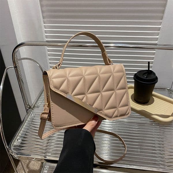 2025 Women's fashionable with rhombus embroidery thread single shoulder cross body textured small square bag popular this year